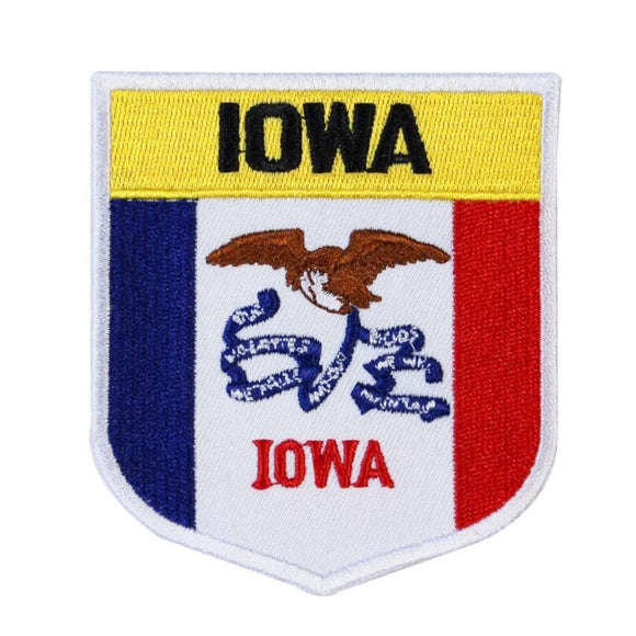 State Flag Shield Iowa Patch Badge Travel USA Seal Embroidered Iron On Applique