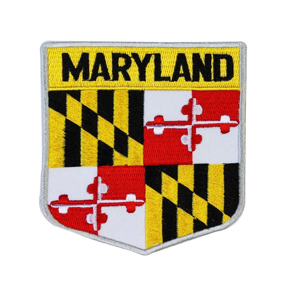 State Flag Shield Maryland Patch Badge Travel USA Embroidered Iron On Applique