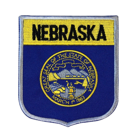 State Flag Shield Nebraska Patch Badge Travel USA Embroidered Sew On Applique