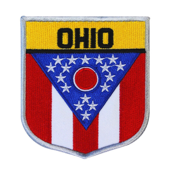 State Flag Shield Ohio Patch Badge Travel USA Seal Embroidered Sew On Applique