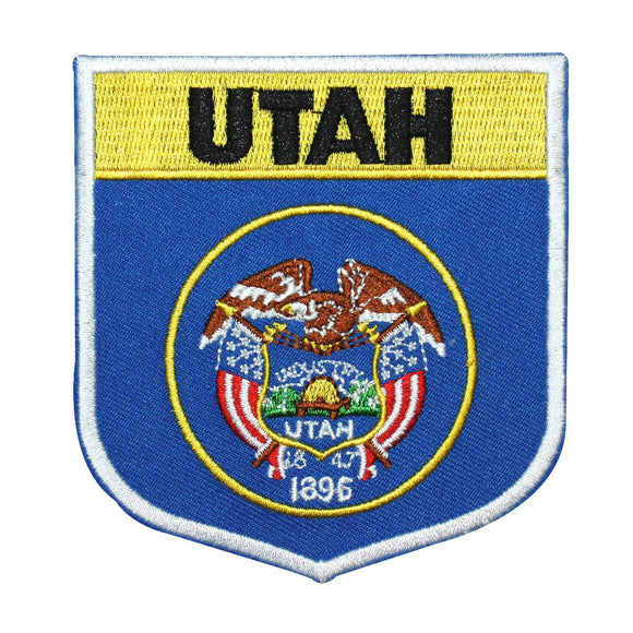 State Flag Shield Utah Patch Badge Travel USA Seal Embroidered Iron On Applique