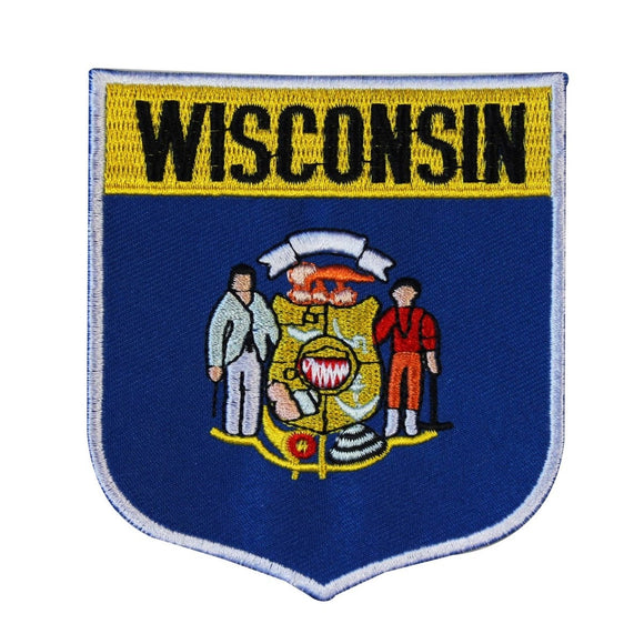 State Flag Shield Wisconsin Patch Badge Travel USA Embroidered Iron On Applique