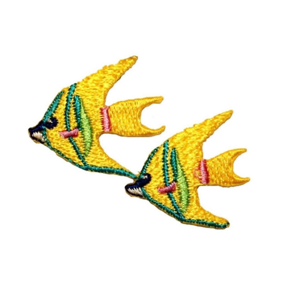 ID 0268B Angel Fish Swimming Patch Tropical Pet Embroidered Iron On Applique