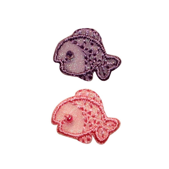 ID 0271AB Set of 2 Mini Guppy Fish Patch Cartoon Embroidered Iron On Applique