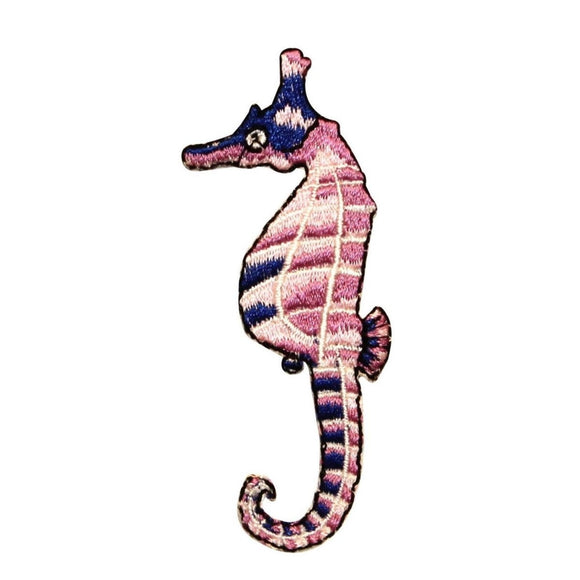 ID 0300 Pink Purple Seahorse Patch Sea Life Ocean Embroidered Iron On Applique