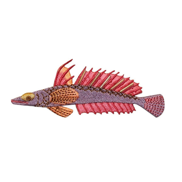 ID 0215 Tropical Spine Fish Patch Spike Ocean Sea Embroidered Iron On Applique