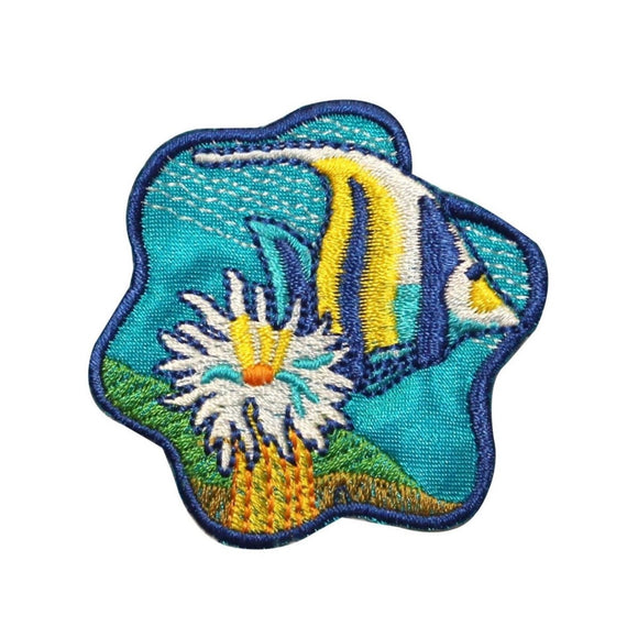 ID 0219 Tropical Angel Fish Patch Sea Fishing Reef Embroidered Iron On Applique