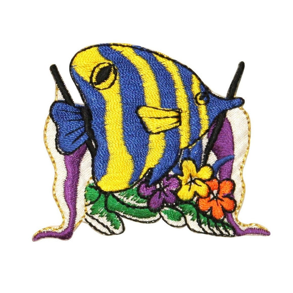 ID 0234 Exotic Butterfly Fish Patch Scenery Fishing Embroidered Iron On Applique