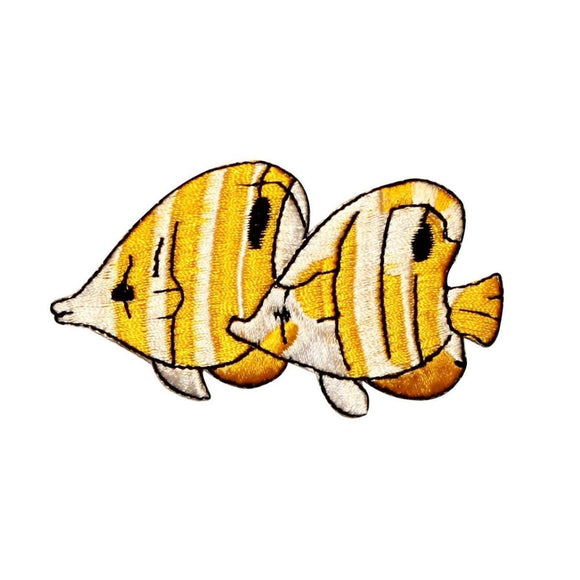 ID 0238 Tropical Angel Fish Pair Patch Mate Ocean Embroidered Iron On Applique