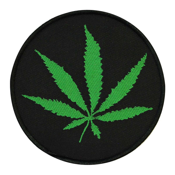 Pot Leaf Patch Weed Marijuana Hippie Stoner Toker Woven Sew-On Applique
