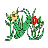 ID 0401 Grasshopper and Flowers Patch Happy Insect Embroidered Iron On Applique