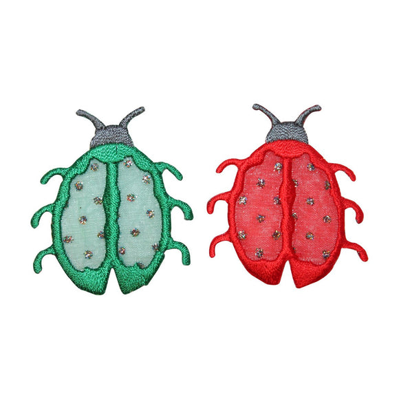ID 0416AB Set of 2 Lady Bug Patches Bug Insect Embroidered Iron On Applique