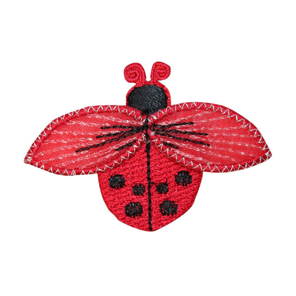ID 0419A Red Lady Bug Patch Insect Garden Wings Embroidered Iron On Applique