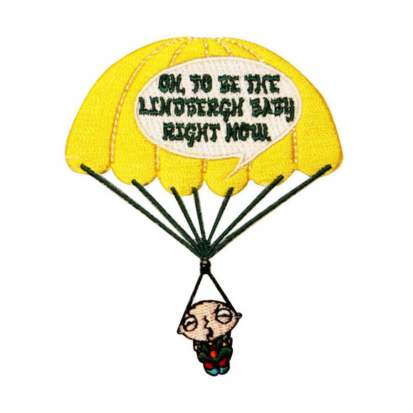Family Guy Stewie Lindbergh Baby Patch Parachute Embroidered Iron On Applique