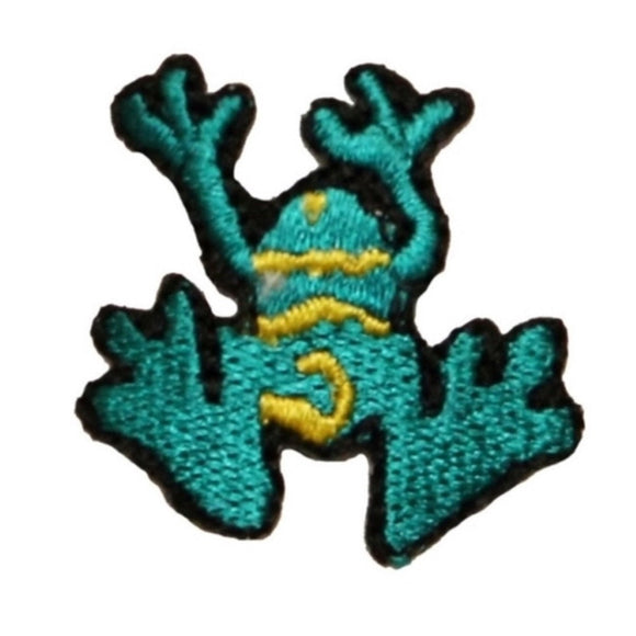 ID 0015A Small Teal Frog Patch Tree Amphibians Embroidered Iron On Applique