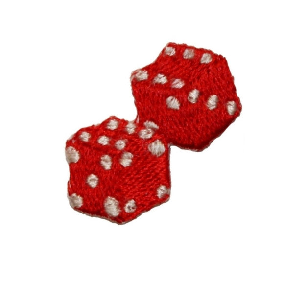 ID 0057B Pair of Red Dice Patch Gambling Casino Embroidered Iron On Applique