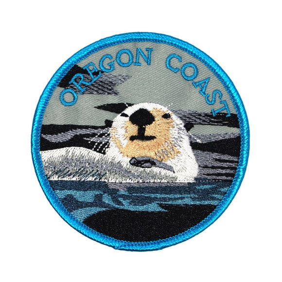 Oregon Coast Sea Otter Patch US State Travel Badge Embroidered Iron On Applique