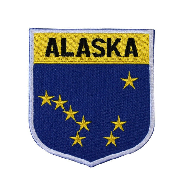 State Flag Shield Alaska Badge Patch Travel USA Embroidered Iron On Applique