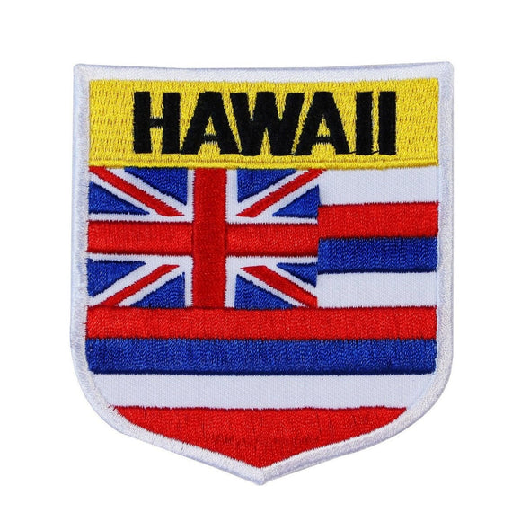 State Flag Shield Hawaii Patch Badge Travel USA Embroidered Iron On Applique