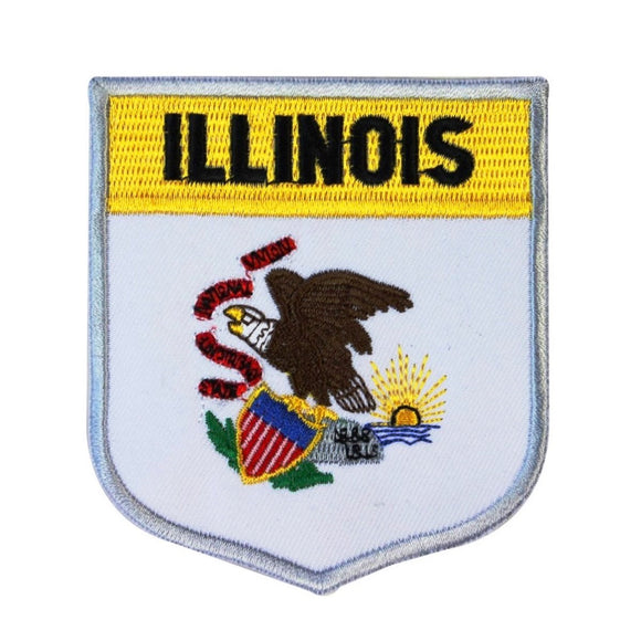 State Flag Shield Illinois Patch Badge Travel USA Embroidered Sew On Applique