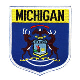 State Flag Shield Michigan Patch Badge Travel USA Embroidered Iron On Applique