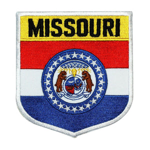 State Flag Shield Missouri Patch Badge Travel USA Embroidered Iron On Applique