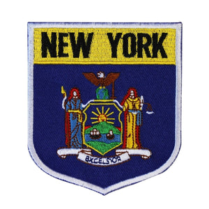 State Flag Shield New York Patch Badge Travel USA Embroidered Iron On Applique