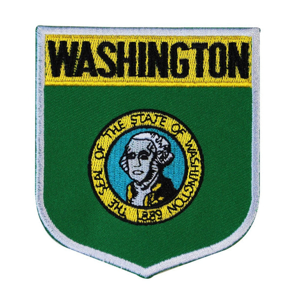 State Flag Shield Washington Patch Badge Travel USA Embroidered Iron On Applique