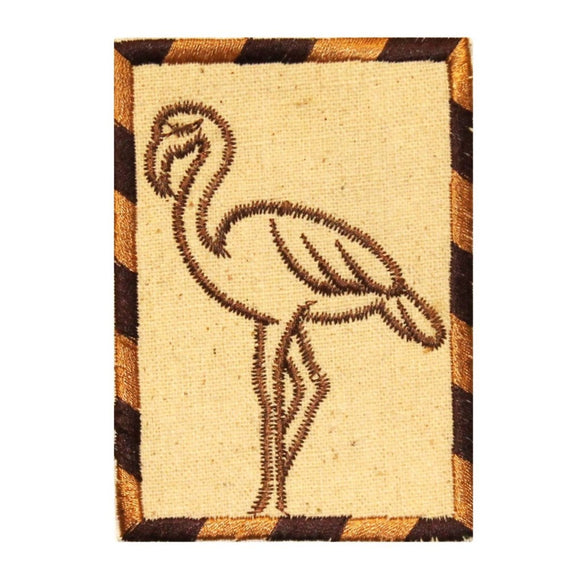 ID 0327 Flamingo Drawing Patch Bird Animal Portrait Embroidered Iron On Applique
