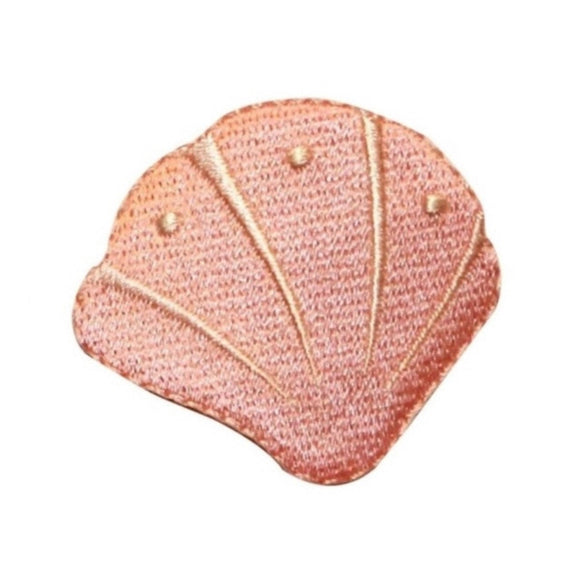 ID 0382B Pink Clam Seashell Patch Tropical Beach Embroidered Iron On Applique