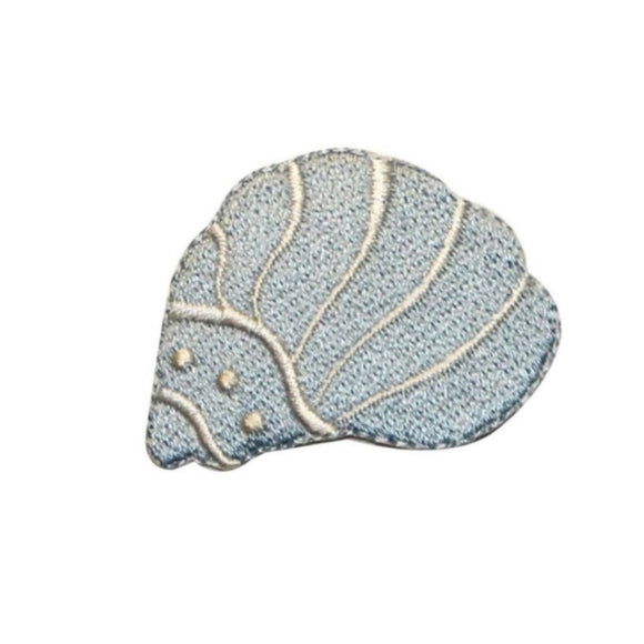 ID 0383A Blue Seashell Patch Tropical Beach Ocean Embroidered Iron On Applique