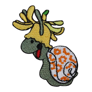 ID 0430C Cartoon Snail With Hat Patch Garden Shell Embroidered Iron On Applique