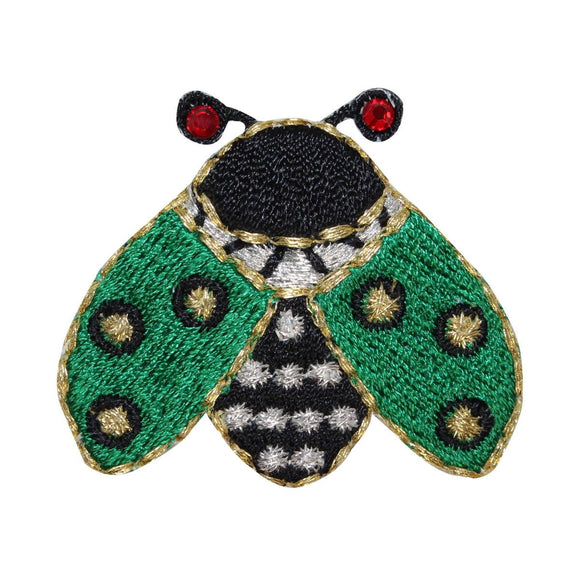 ID 0432 Green Lady Bug Patch Flying Beetle Insect Embroidered Iron On Applique