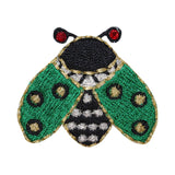 ID 0432 Green Lady Bug Patch Flying Beetle Insect Embroidered Iron On Applique