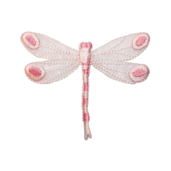 ID 0476D Sheer Pink Dragonfly Patch Garden Fairy Embroidered Iron On Applique