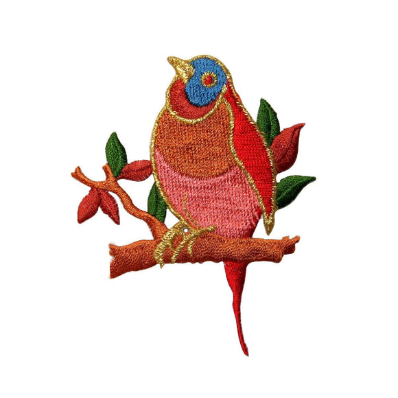 ID 0499B Bird Perched On Limb Patch Dove Robin Embroidered Iron On Applique