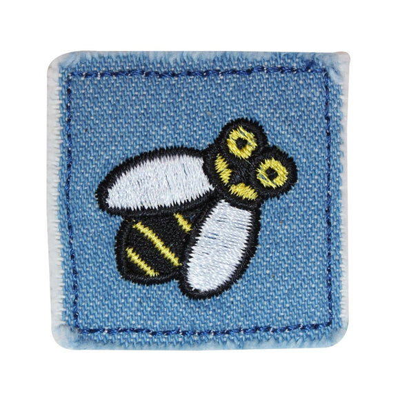 ID 0413A Bumblebee Jean Patch Blue Insect Bug Badge Embroidered Iron On Applique