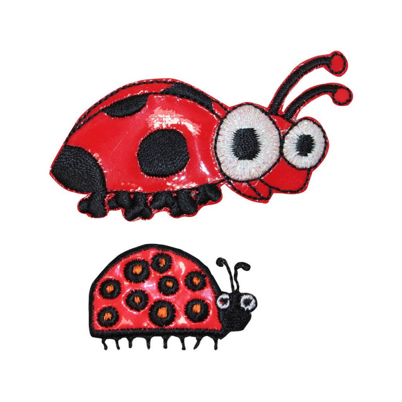 ID 0415AB Set of Cute Ladybug Patches Bug Vinyl Embroidered Iron On Applique