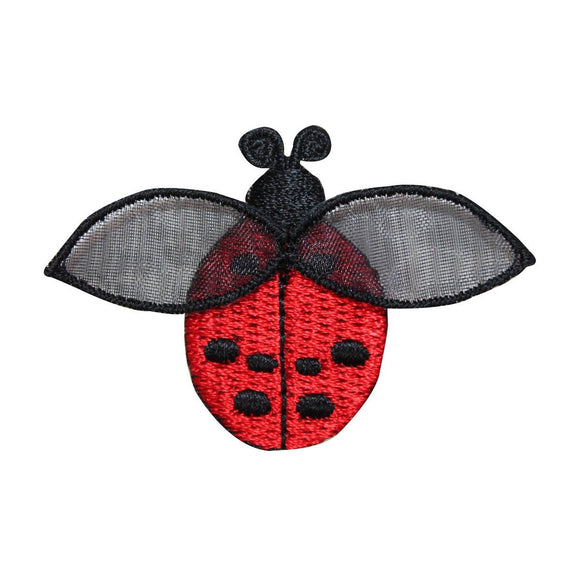 ID 0418B Flying Red Lady Bug Patch Garden Insect Embroidered Iron On Applique