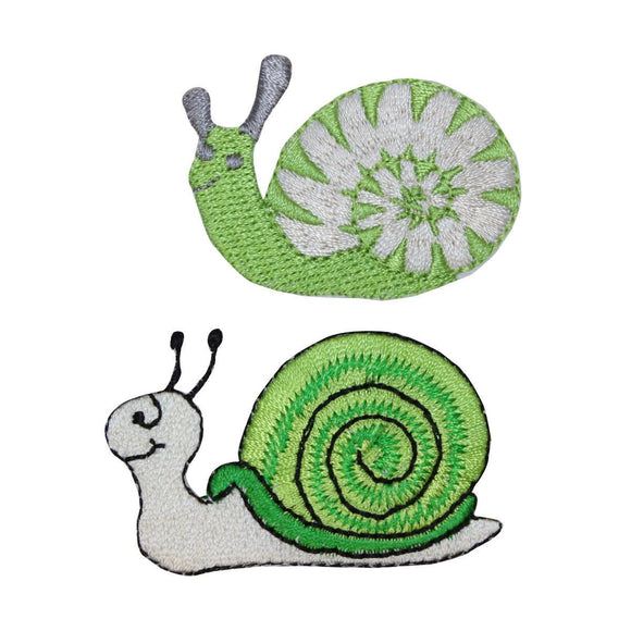 ID 0420AB Set of 2 Cartoon Snail Patches Insect Embroidered Iron On Applique
