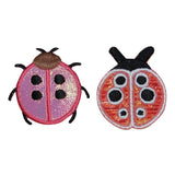 ID 0425AB Set of 2 Lady Bugs Patches Beetles Insect Embroidered Iron On Applique