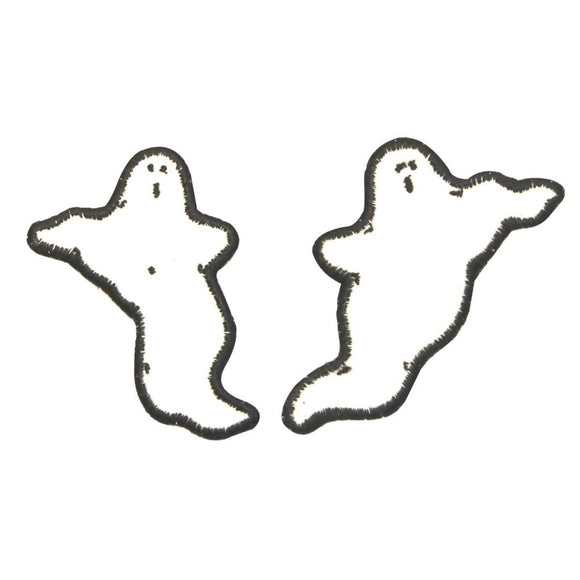 ID 0874AB Set of 2 Flying Ghost Patches Halloween Embroidered Iron On Applique