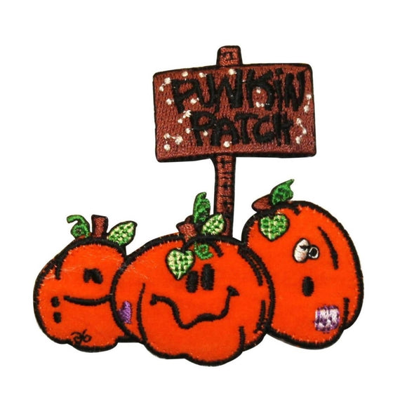 ID 0830 Cartoon Pumpkin Patch Halloween Harvest Embroidered Iron On Applique