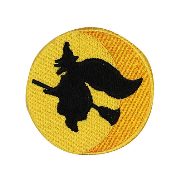 ID 0893 Witch On Broomstick Full Moon Patch Badge Embroidered Iron On Applique