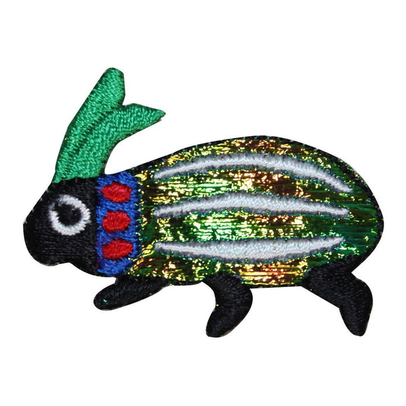 ID 0426B Shiny Beetle Patch Garden Insect Bug Wings Embroidered Iron On Applique