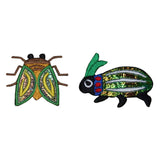 ID 0426AB Set of 2 Fly Beetle Bugs Patch Insect Embroidered Iron On Applique