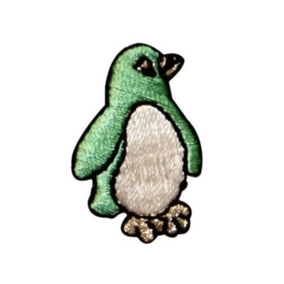 ID 0509A Green Tiny Penguin Standing Patch Cute Embroidered Iron On Applique