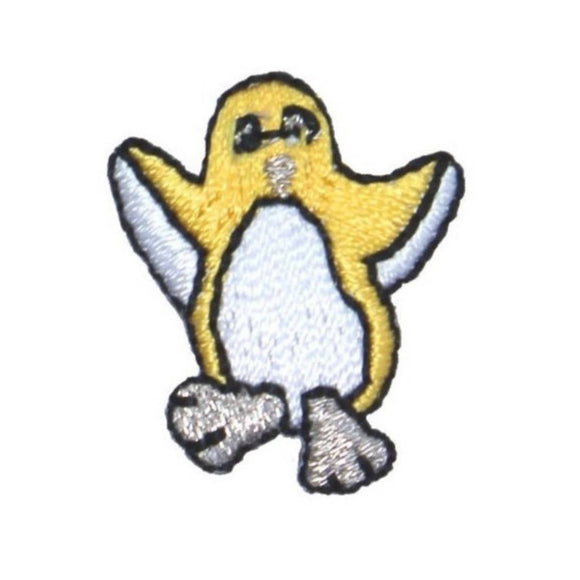 ID 0511C Yellow Tiny Penguin Dancing Patch Cute Embroidered Iron On Applique