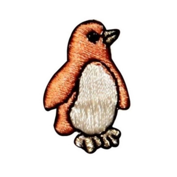 ID 0512A Orange Tiny Penguin Standing Patch Cute Embroidered Iron On Applique