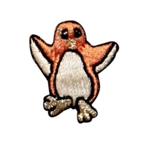 ID 0512C Orange Tiny Penguin Dancing Patch Cute Embroidered Iron On Applique